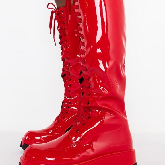 AZALEA WANG ON THE RUN FLATFORM BOOT IN RED ( BRAND NEW !!! ) - Picture 3 of 5